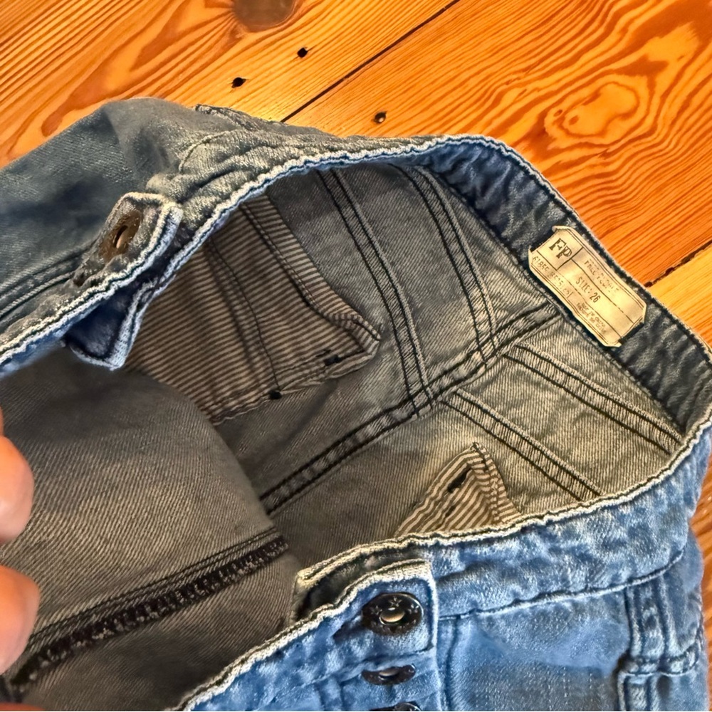 Free People High Rise "Lumineer Sailor Shorts" Denim Size 26 Festival Micro Mini - Picture 7 of 11